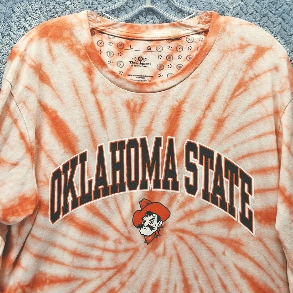 Three Square Oklahoma State Cowboys Tie Dye Long Sleeve Shirt Pistol Pete Large
